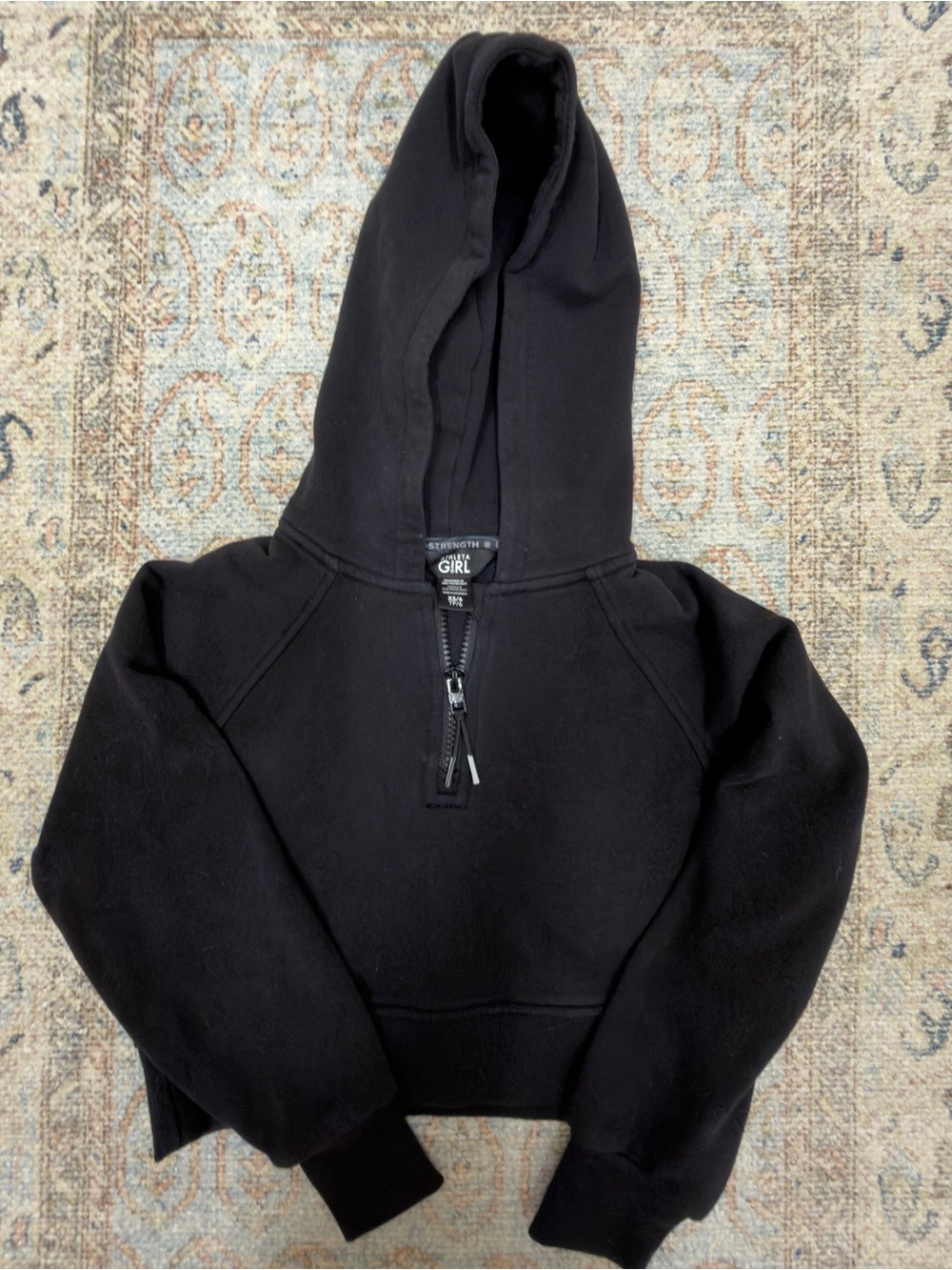 Athleta Girl Black Half-Zip Cropped Hoodie Jacket size XS/6